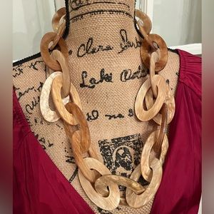 Funky Chunky Champagne Lucite Statement Necklace